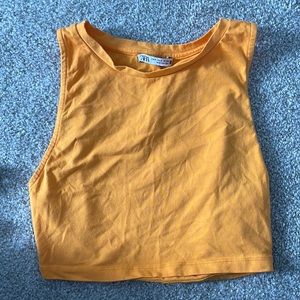 Zara cropped orange tank top